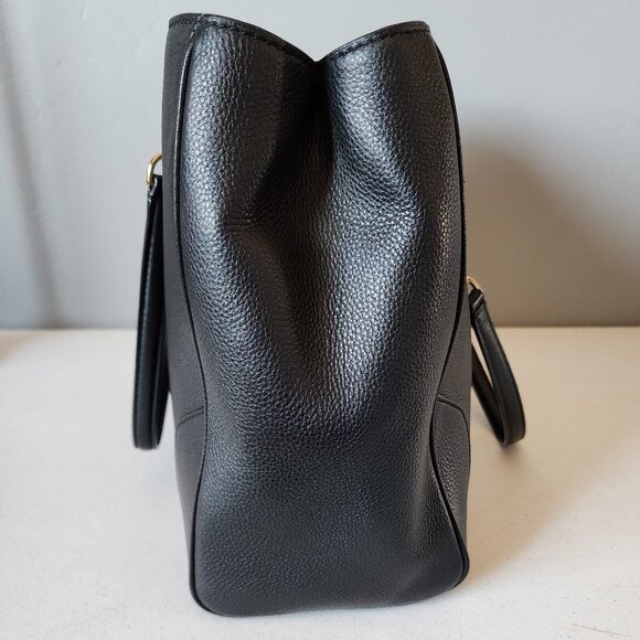 Tory Burch Black Leather Tote with Gold Chain - Picture 6 of 16